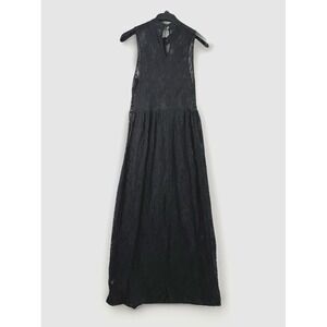 Whimsigoth Black Lace Maxi Dress Size M Romantic Gothic Sheer‎ Overlay Y2K